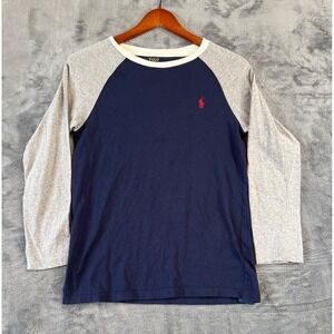 Polo Ralph Lauren T-Shirt Youth Large Sport Blue Gray Long Sleeve Activewear